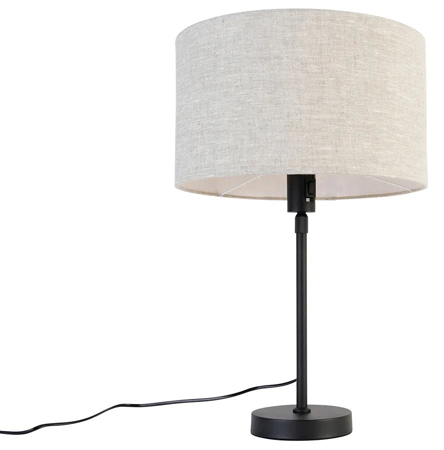 Stolná lampa čierna nastaviteľná s tienidlom svetlošedá 35 cm - Parte