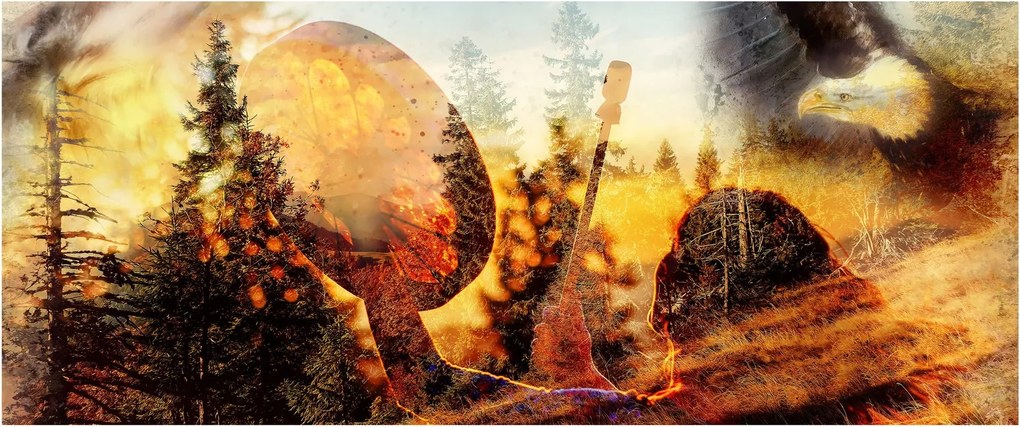 Obraz - Šamanský motív (120x50 cm)