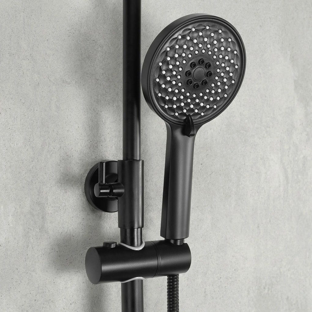 Rea Ontario, sprchový set s ručnou a hlavovou sprchou, čierna matná, REA-P5712