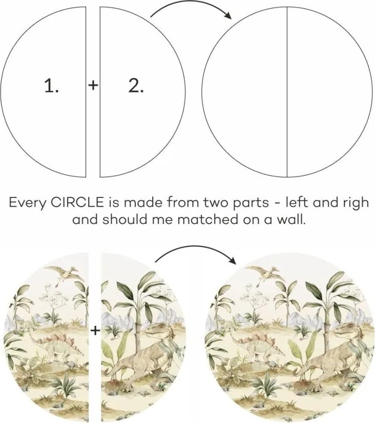 Samolepka do detskej izby Dino svet v kruhu L