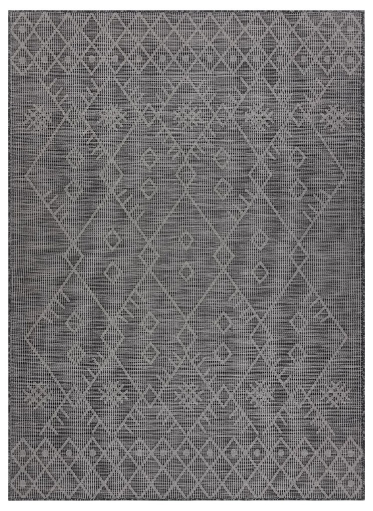 Šnúrkový koberec SIZAL PATIO 3077 Boho, plocho tkaný, čierny,