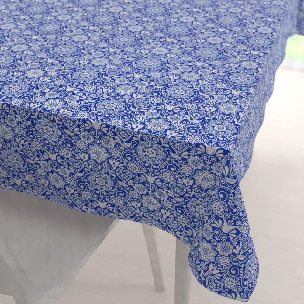 Biante Dekoračný obdĺžnikový obrus PML-100 Modro-biely ľudový ornament 100x160 cm