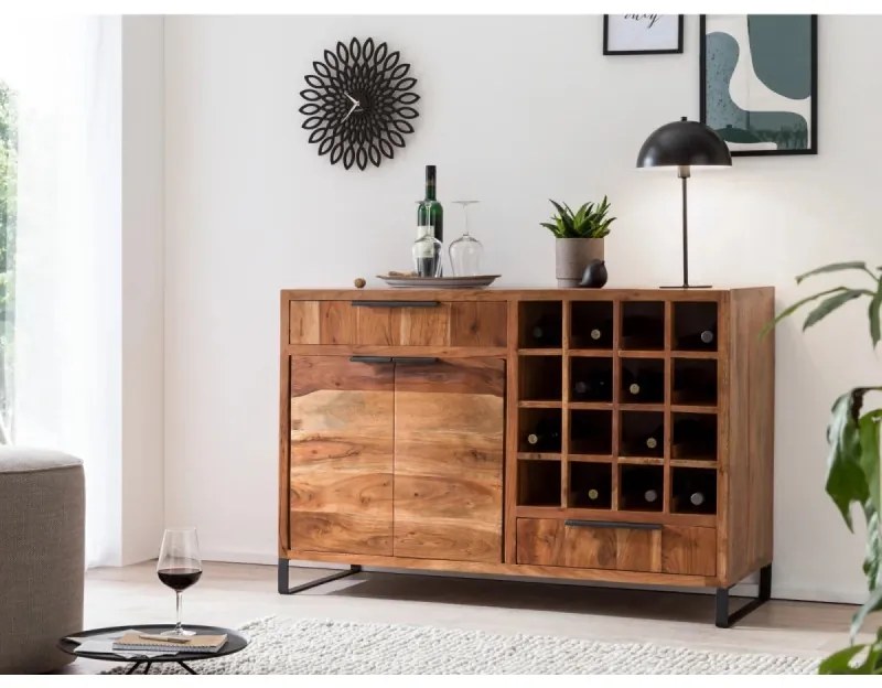 furniture-nabytek.cz - Masívna komoda Sydney z akácie, lakovaná, hnedá – 126×45×84 cm
