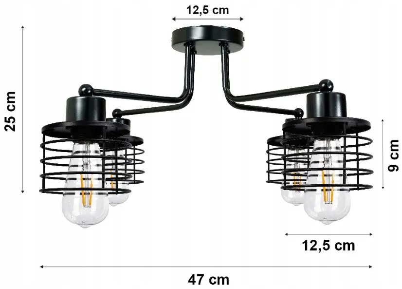 BERGE Závesná lampa DRON 4xE27 - PRUŽINA