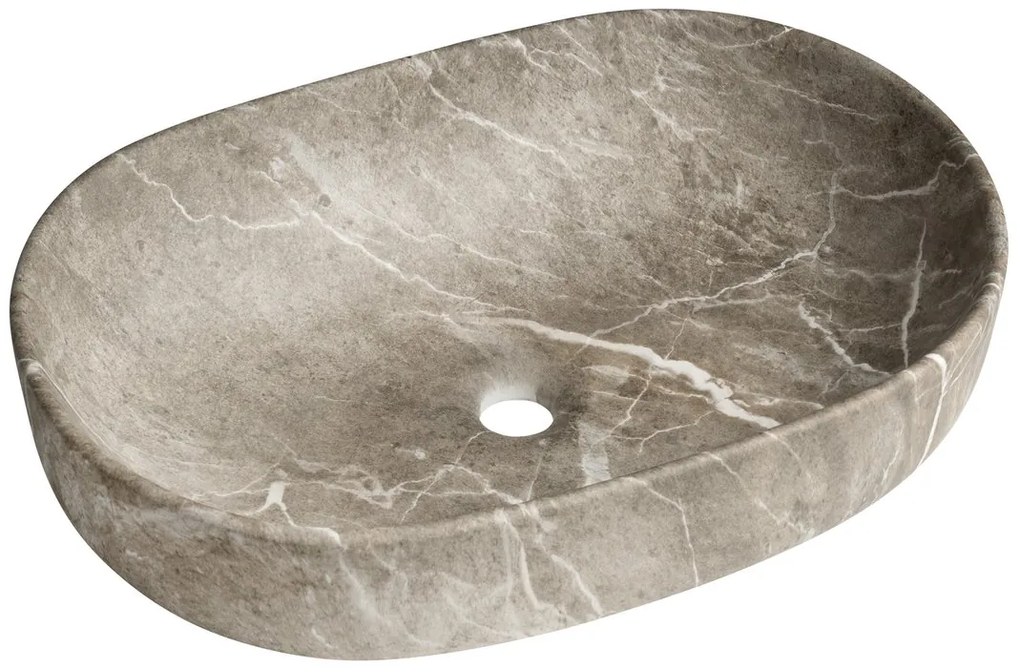Sapho Sapho, CALEO keramické umývadlo na dosku 60x42cm, breccia marmor, CA590BM