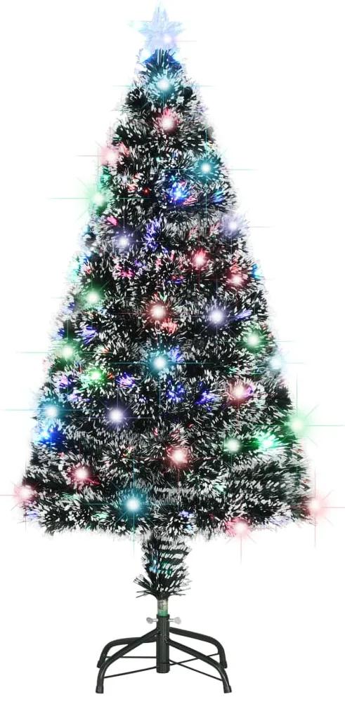 vidaXL Umelý vianočný stromček, podstavec a LED 120 cm, optické vlákno
