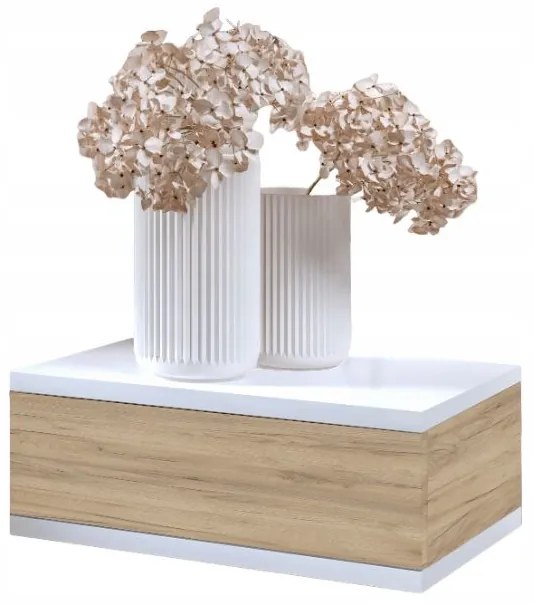 Nočný stolík LOFT - biely/dub craft zlatý