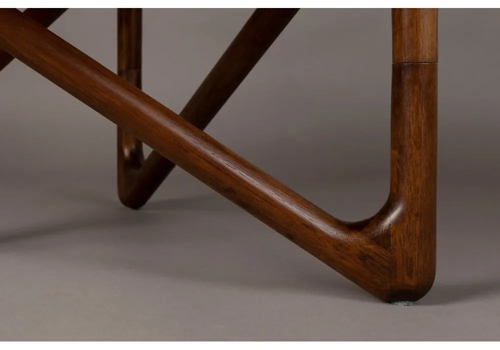 Hnedý okrúhly konferenčný stolík so sklenenou doskou ø 80 cm Naia – Dutchbone