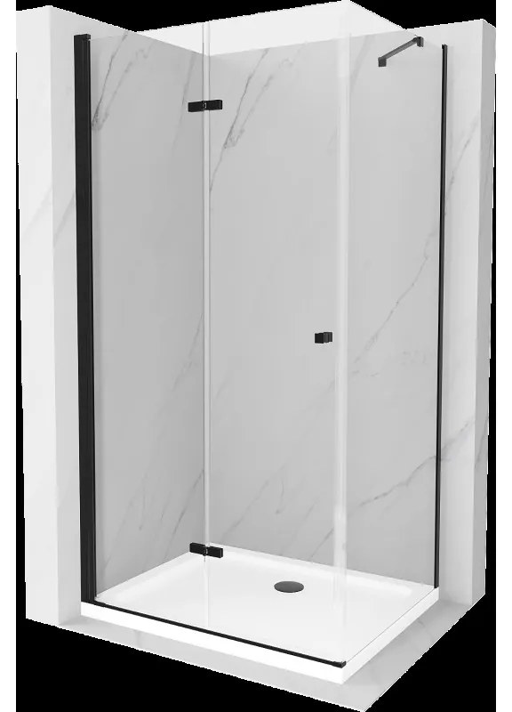 Mexen Lima sprchová kabína, skladacie dvere 80 x 120 cm, transparentnéné, čierna + závesný bidet Flat, biela