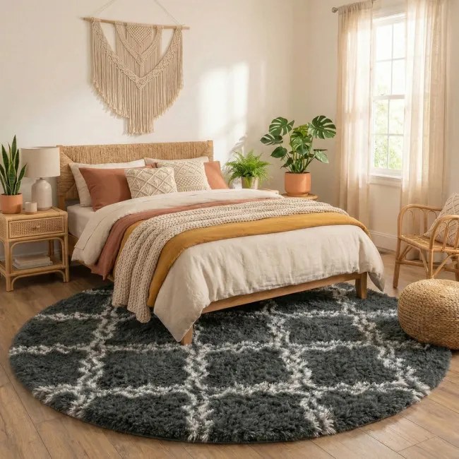 Protišmykový koberec DECOR sivý kruh