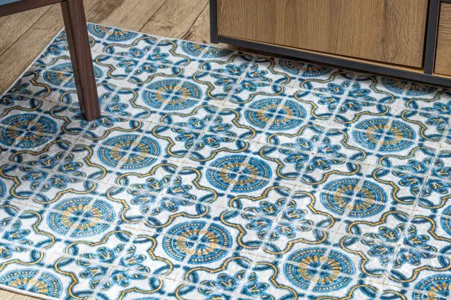 Protišmykový koberec / behúň ANDRE 53020 modrý / béžový