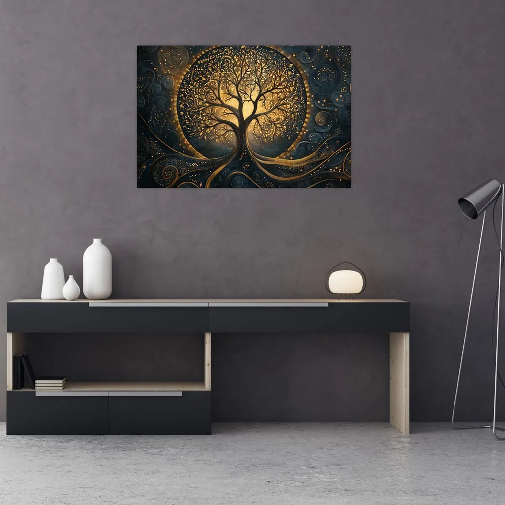 Obraz – Strom so zlatou aurou (90x60 cm)