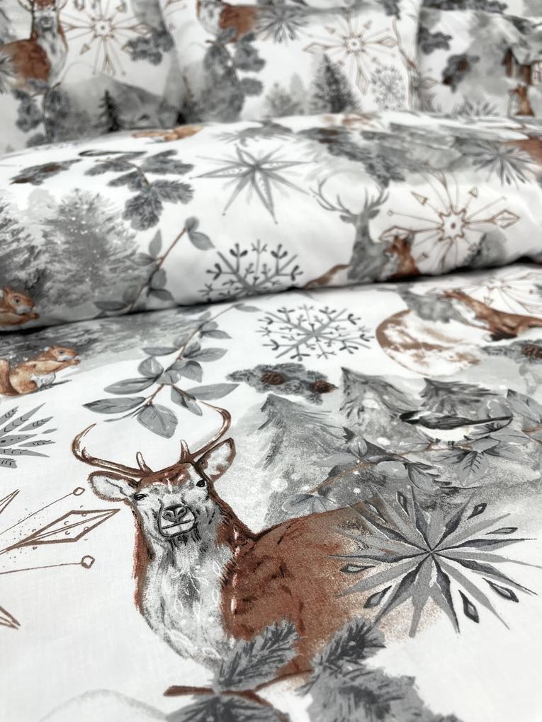 Vianočná posteľná obliečka Fairytale Forest Grey 140x200/70x90 cm