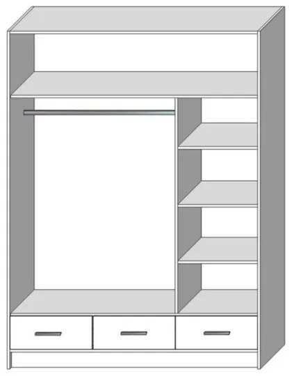Šatní skriňa so zrkadlom SANNA 150x215 cm biela