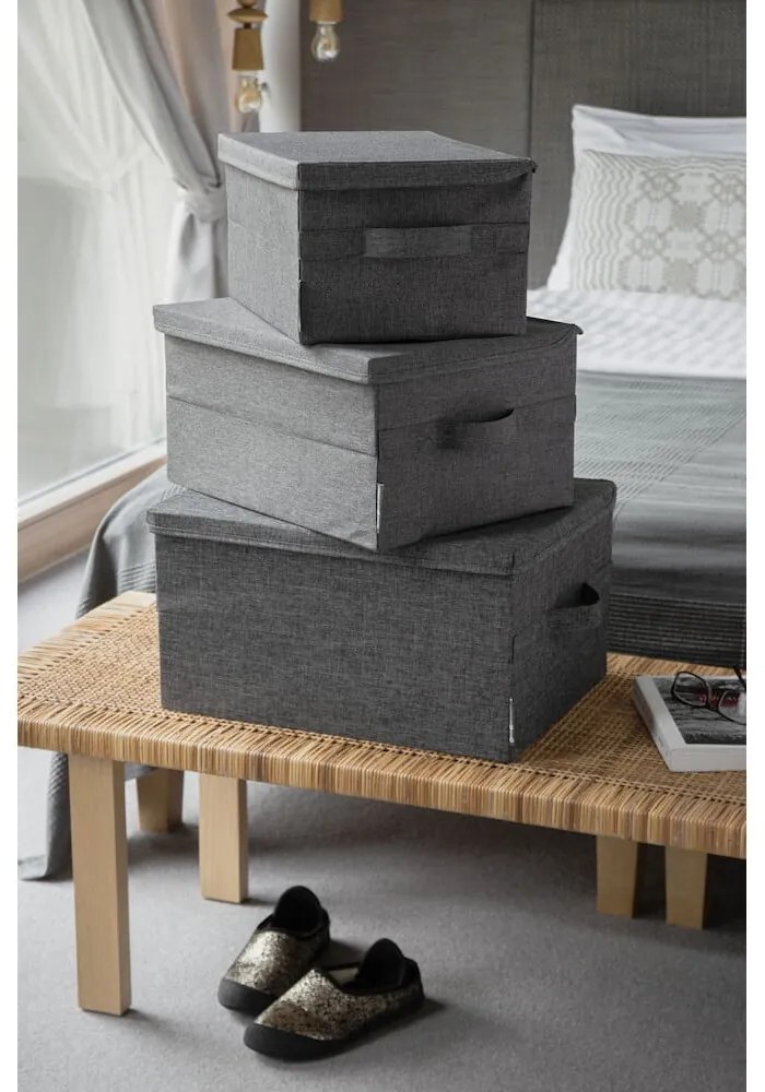 Sivý látkový úložný box s vekom 35x26x19 cm Soft Storage – Bigso