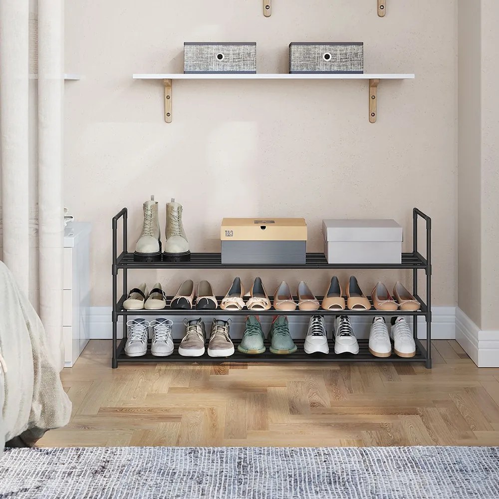 3-poschodový kovový stojan na topánky 116x30x55cm