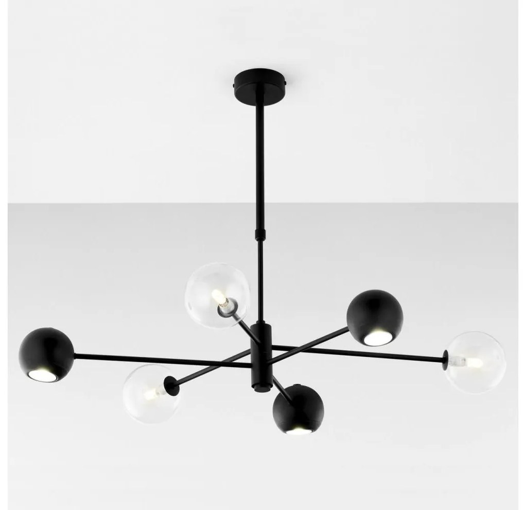 Jupiter 1995 - Luster na tyči MOKA 3xGU10/10W/230V + 3xG9/10W/230V čierna/číra