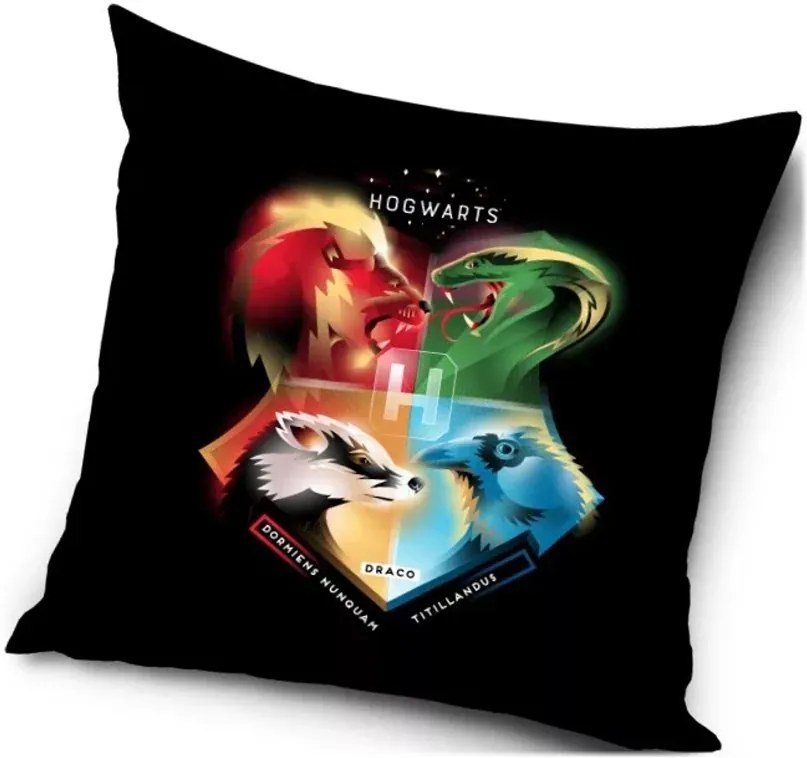 Vankúš Harry Potter - farebný erb Hogwarts - 40 x 40 cm