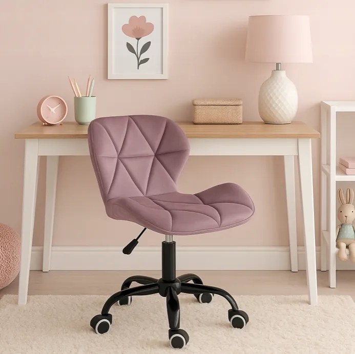 Ergonomická kancelárska otočná stolička – zamat fialová