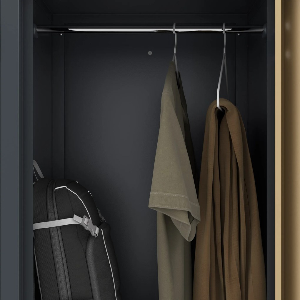 Kovová skriňa JULIA, 800 x 1850 x 450 mm, Eco Design: antracitový/ orech