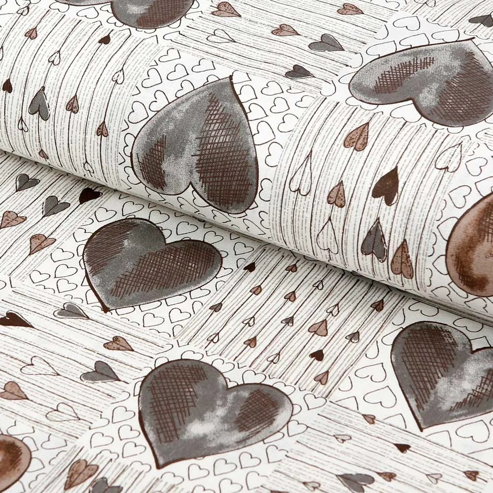 Biante Bavlnený štvorcový obrus Sandra SA-027 Tmavé srdce na smotanovom 40x40 cm