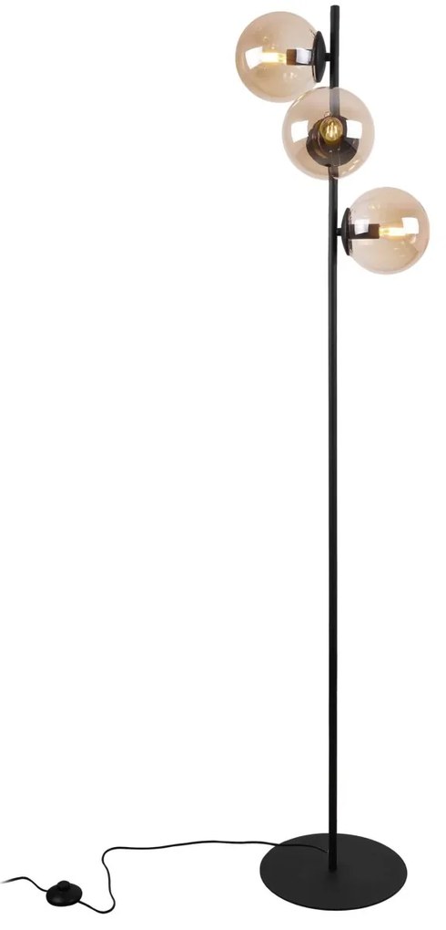 Stojacia lampa Paris, 3x medové sklenené tienidlo, B