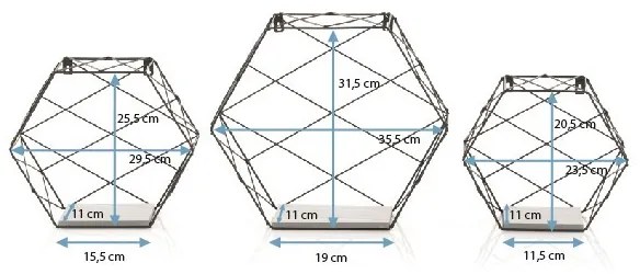 Súprava 3 ks nástenných dekoratívnych políc CAPPELLO, čierna