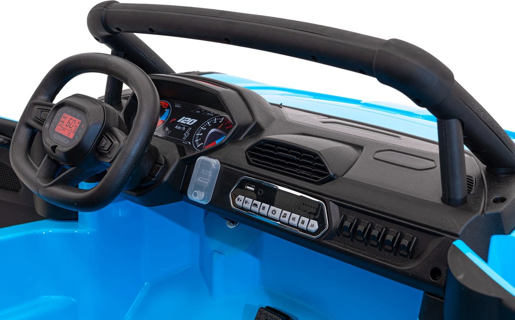 Ramiz Detská pretekárska bugina na batérie 5 Modrá + motory 2x200W + diaľkové ovládanie + zvuková LED dióda + pomalý štart