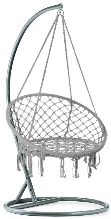 Sivé závesné kreslo KOLUMBIA so stojanom