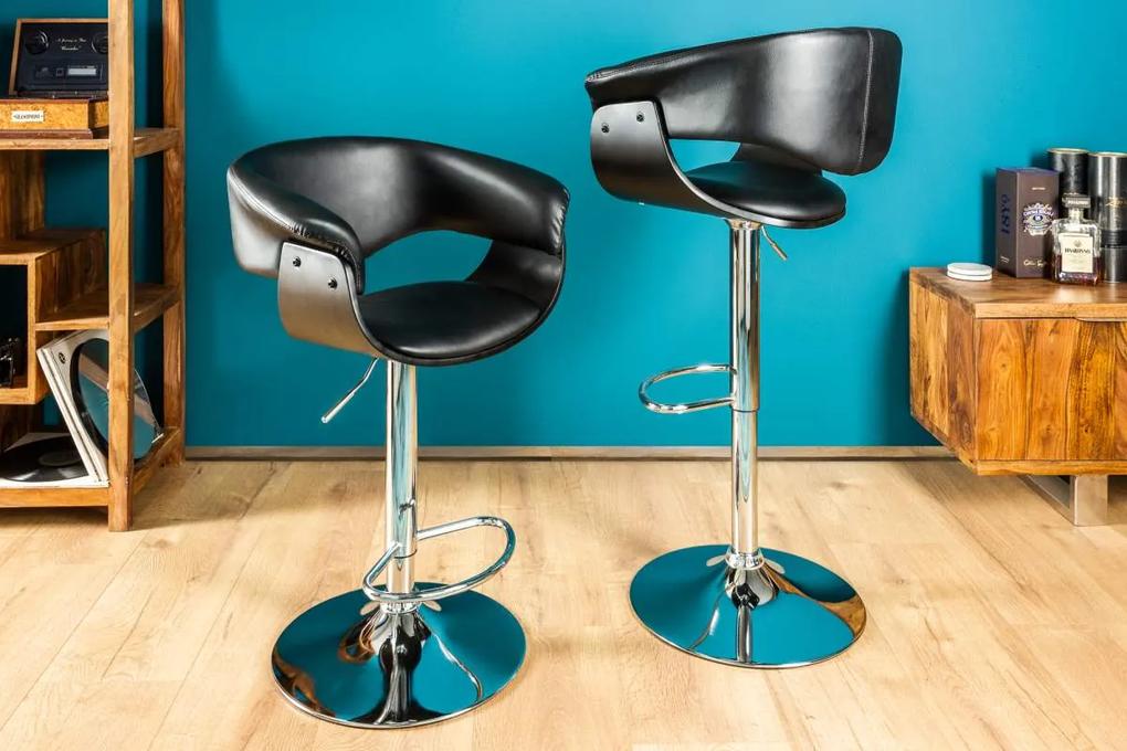 Dizajnová barová stolička Dane, čierno-strieborná