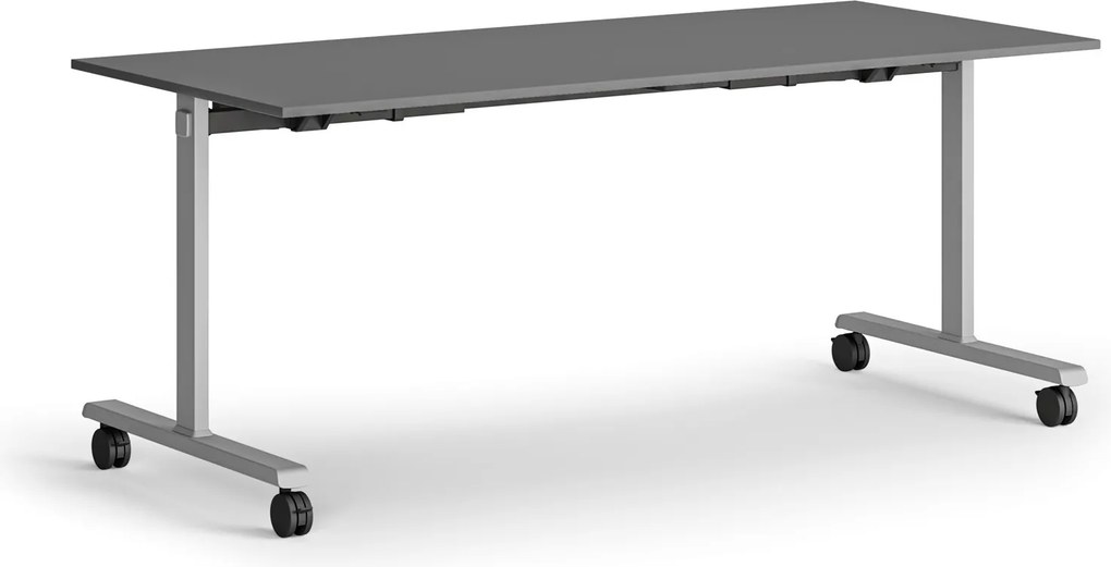 Mobilný stôl MATCH, 180x80 cm, sivá podnož, grafit