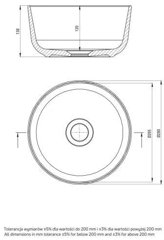 Deante CDJ_6U2S - Umývadlo JASMIN pr. 28 cm keramika/biela