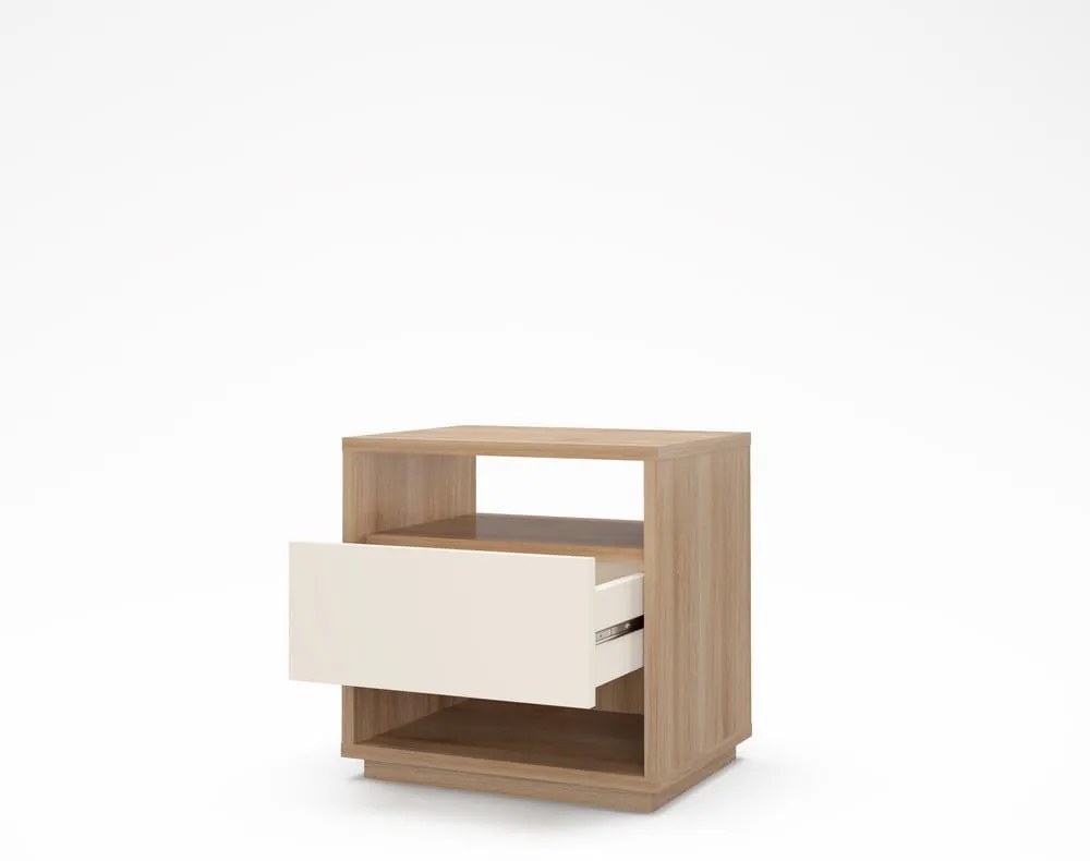 Krémovobiely/v prírodnej farbe nočný stolík v dekore duba Dennis – Marckeric