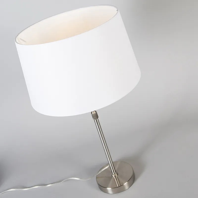 Stolná lampa z ocele s bielym tienidlom 35 cm nastaviteľná - Parte