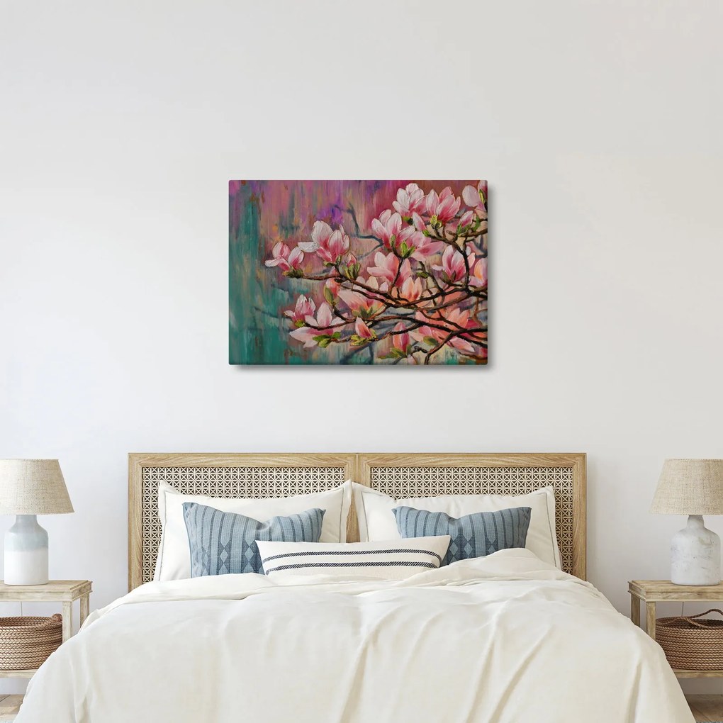 Obraz - Olejomaľba, Rozkvitnutá sakura (70x50 cm)