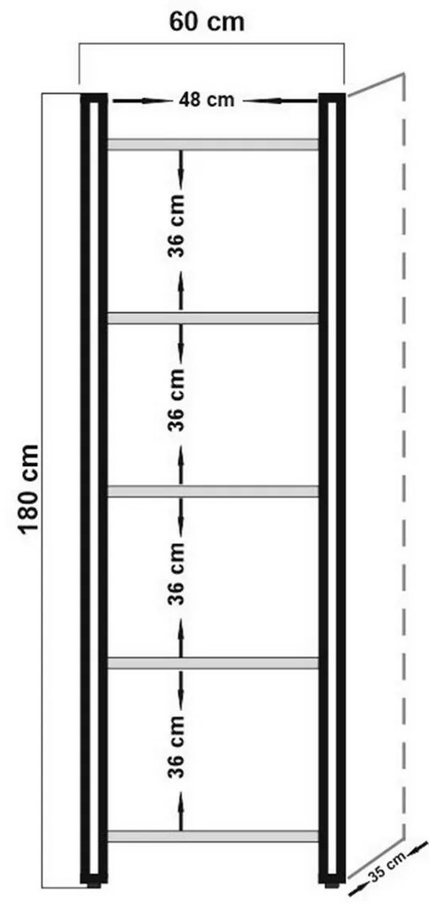 Regál Cosmo Penta Black and Atlantic PinePine