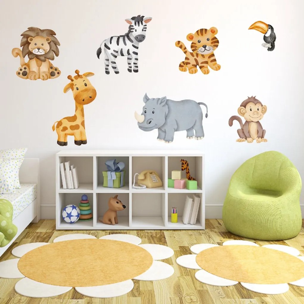 PIPPER. Textilná nálepka na stenu "Zvieratká zo ZOO"