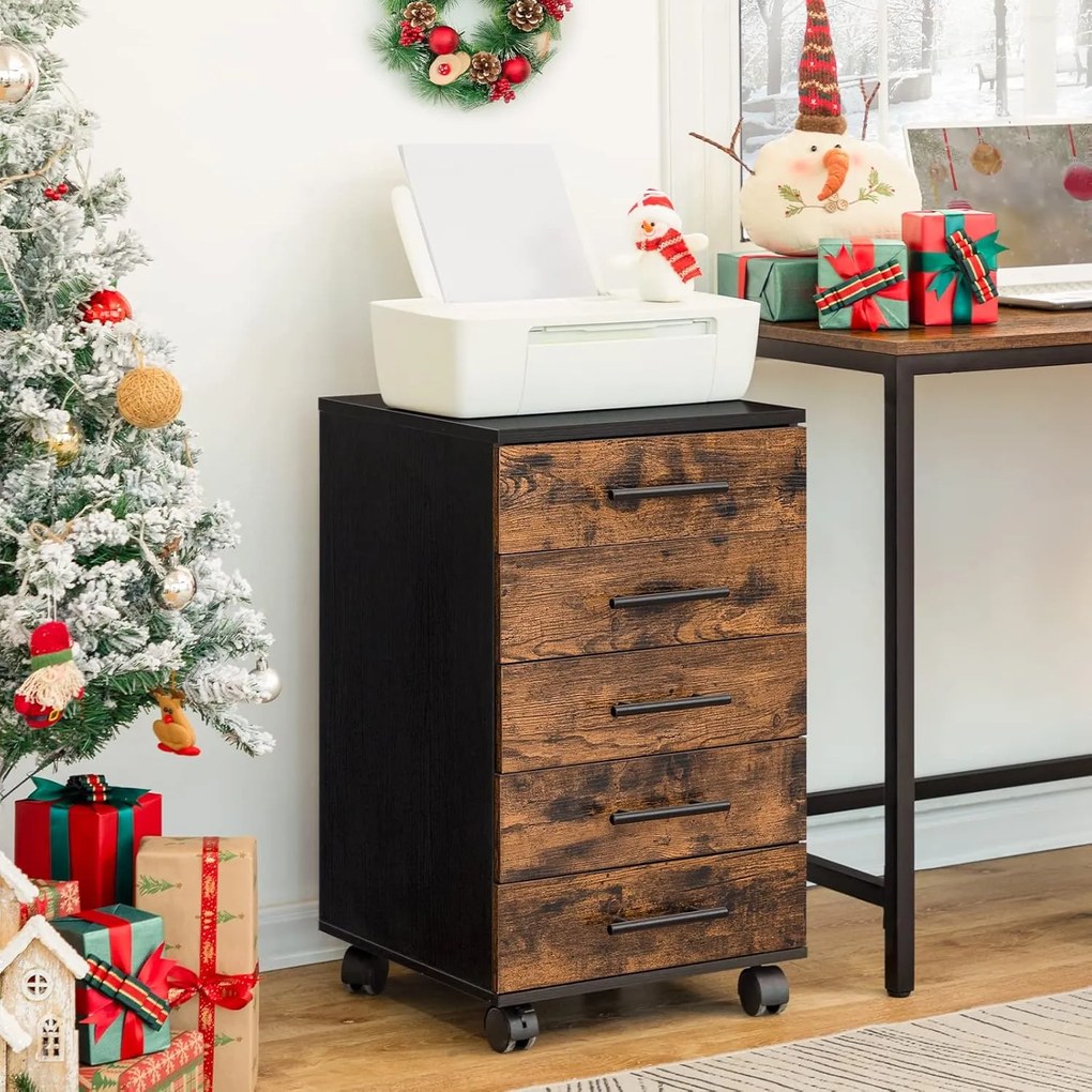 Pojízdný kancelářský kontejner Vasagle Dovi 69 cm hnědý/černý