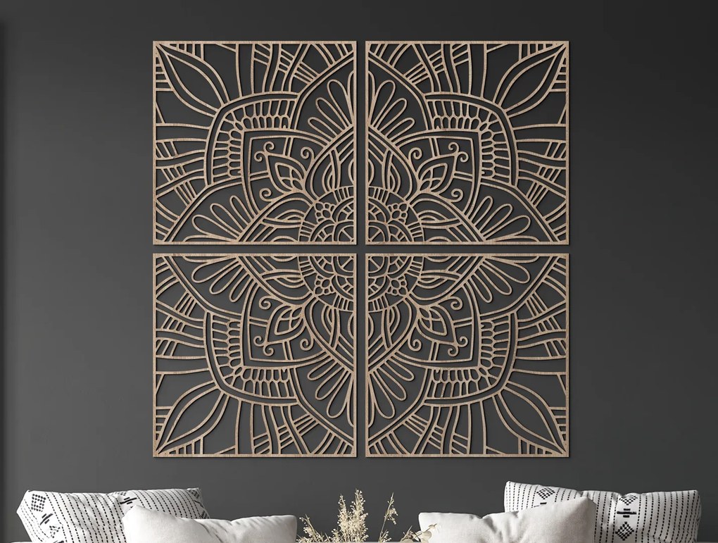 drevko Viacdielna mandala na stenu Rovnováha Rozmer obrazu: 133 x 133,5 cm, Farba dekorácie: Čierna