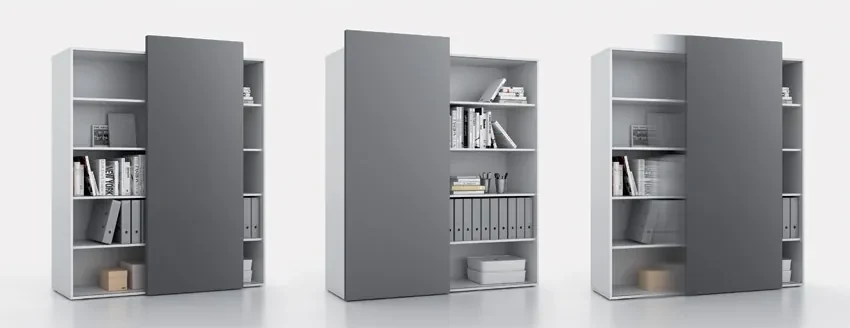 PLAN Skriňa vysoká otvorená dlhá BLOCK White, oranžová
