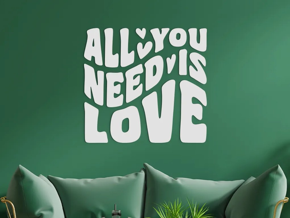 drevko Drevený citát All you need is love Rozmer obrazu: 56 x 60 cm, Farba dekorácie: Čierna