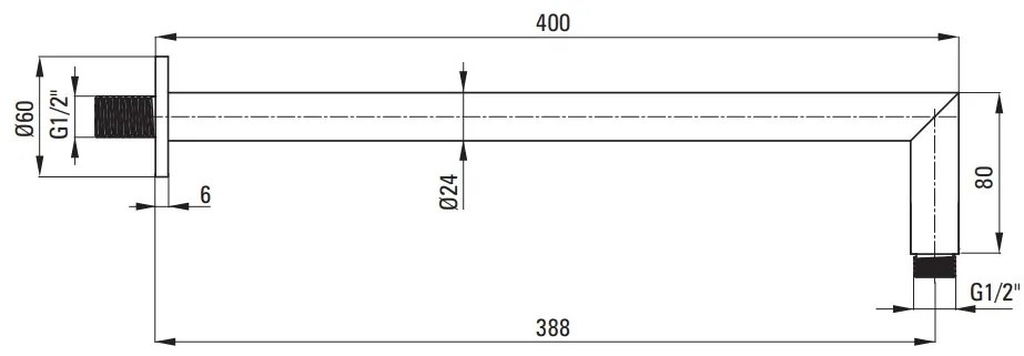 Deante Cascada, podomietkové sprchové rameno 40 cm, zlatá lesklá, DEA-NAC_Z45K