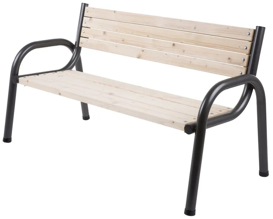 Záhradná drevená lavica ROYAL, kovové nohy, 170 cm