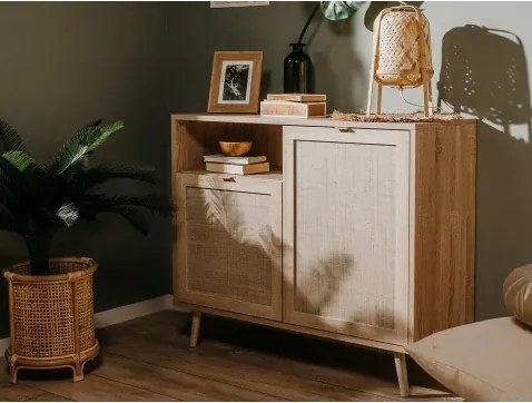 Skrinka 2-dverová Bali, dub sonoma/výplet%