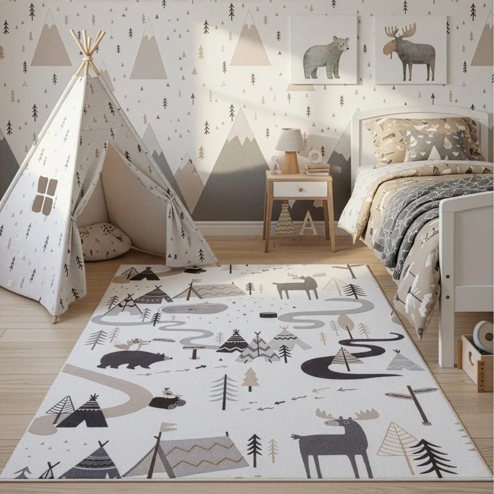 Krémovobiely prateľný detský koberec 120x170 cm Coco 1135 – Ayyildiz Carpets