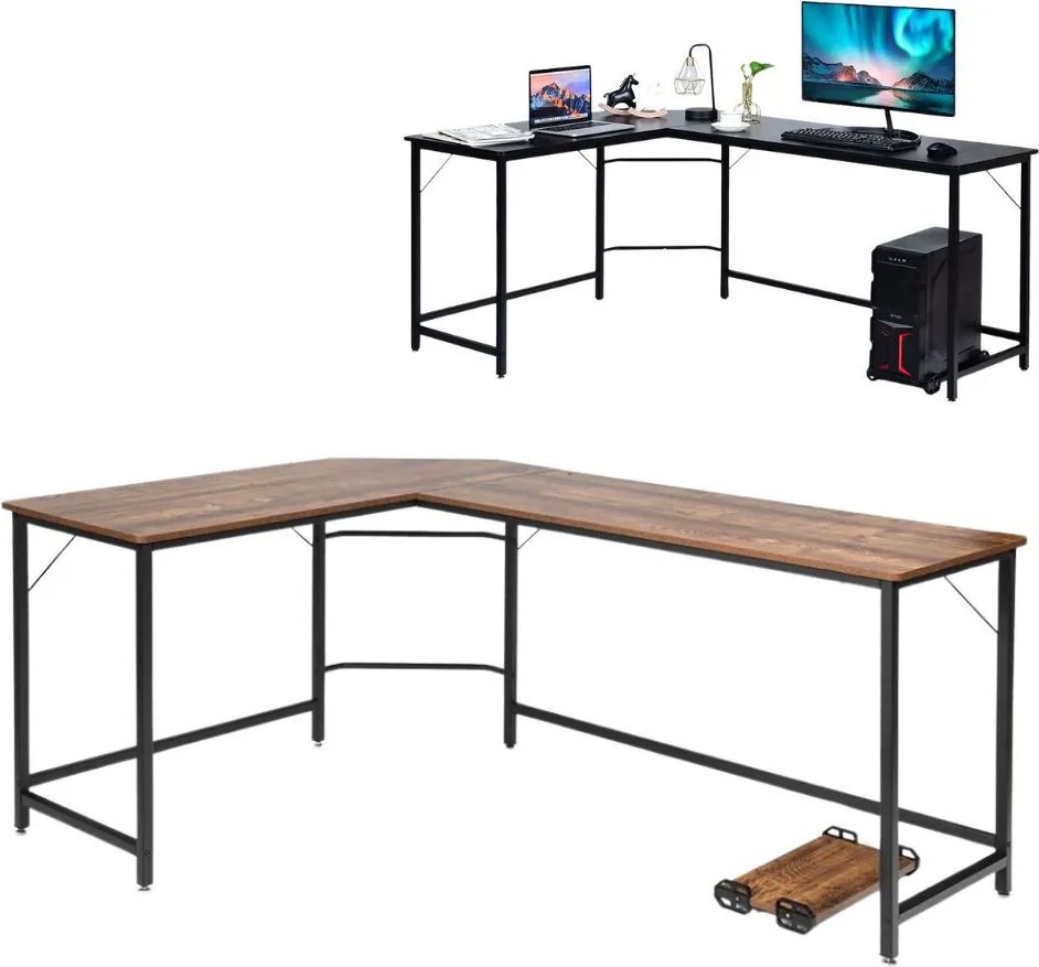 Rohový stôl hnedý