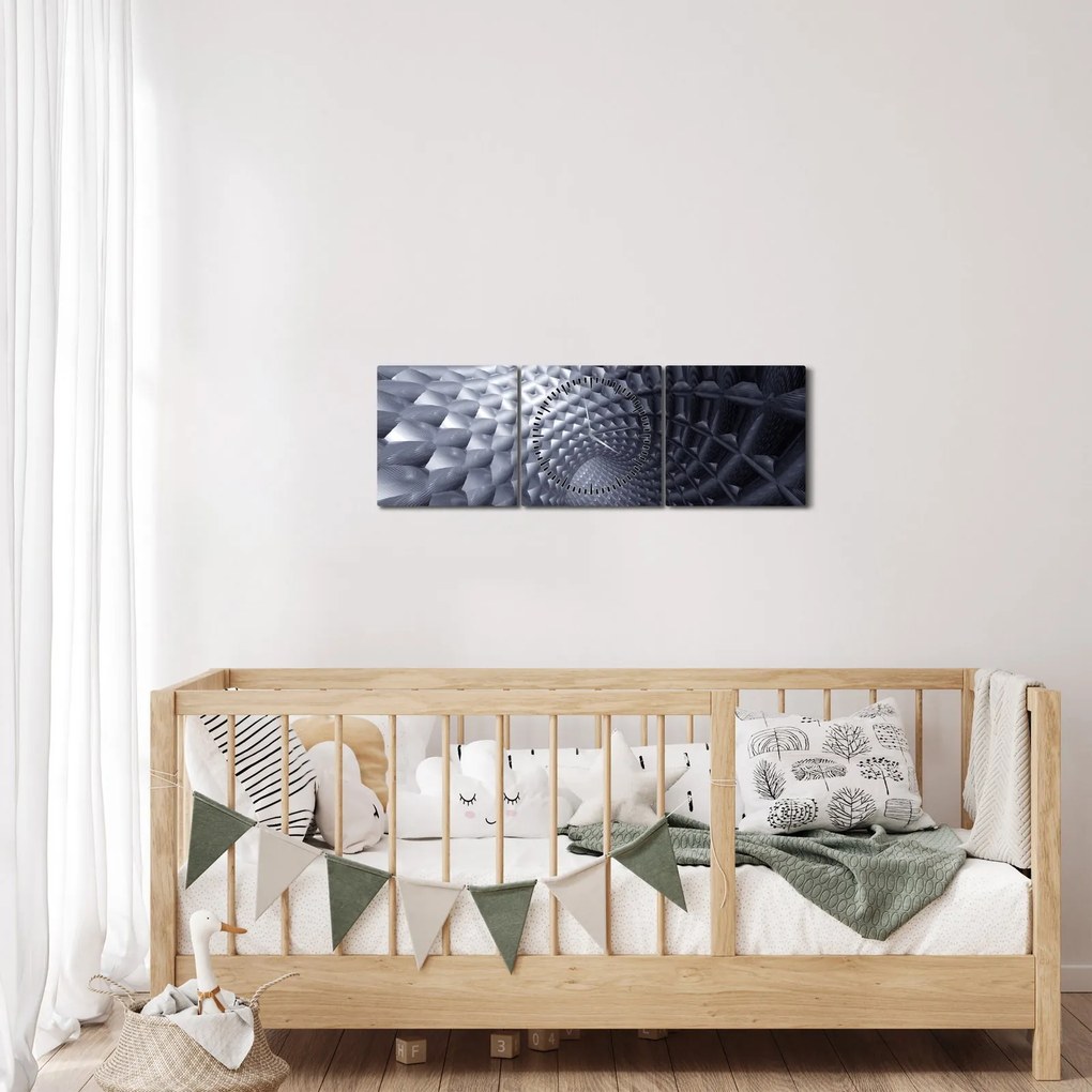 Obraz - Abstrakcia 3D (s hodinami) (90x30 cm)