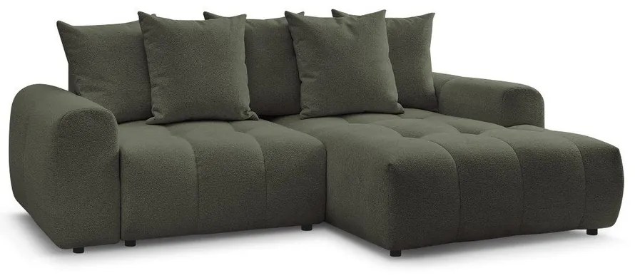 Khaki ženilková rozkladacia/s úložným priestorom rohová pohovka (pravý roh/s leňoškou) Roxelane – Bobochic Paris