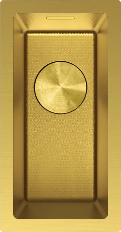 Mexen Trixo, 1-komorový nerezový drez 230 x 440 mm, brúsená zlatá, vzor voština, 6411221000-55HC
