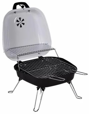 Garthen 5946 Kufríkový gril na drevené uhlie, biely